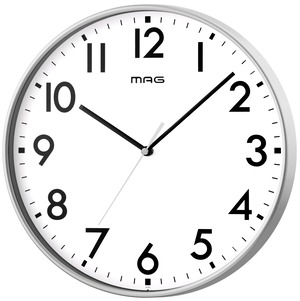 【特価処分】MAG(マグ) 掛け時計 掛け時計 アナログ 静音 連続秒針 シンプル 直径30.0㎝ シルバー レオン W-802A SM-Z ノア精密