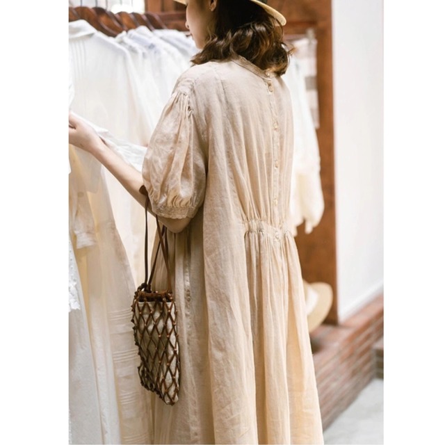 Aライン　ロングワンピース　胸元デザイン　2color  00226