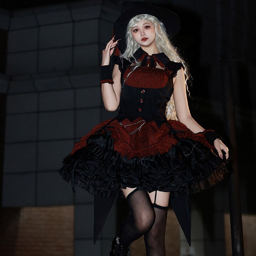レア★ キティ　ミミィ デラックス　ブラック ドール 非売品 レトロ ゴスロリ ゴスロリ ワンピース ストライプ×魔女風 ダークファッション｜WithU