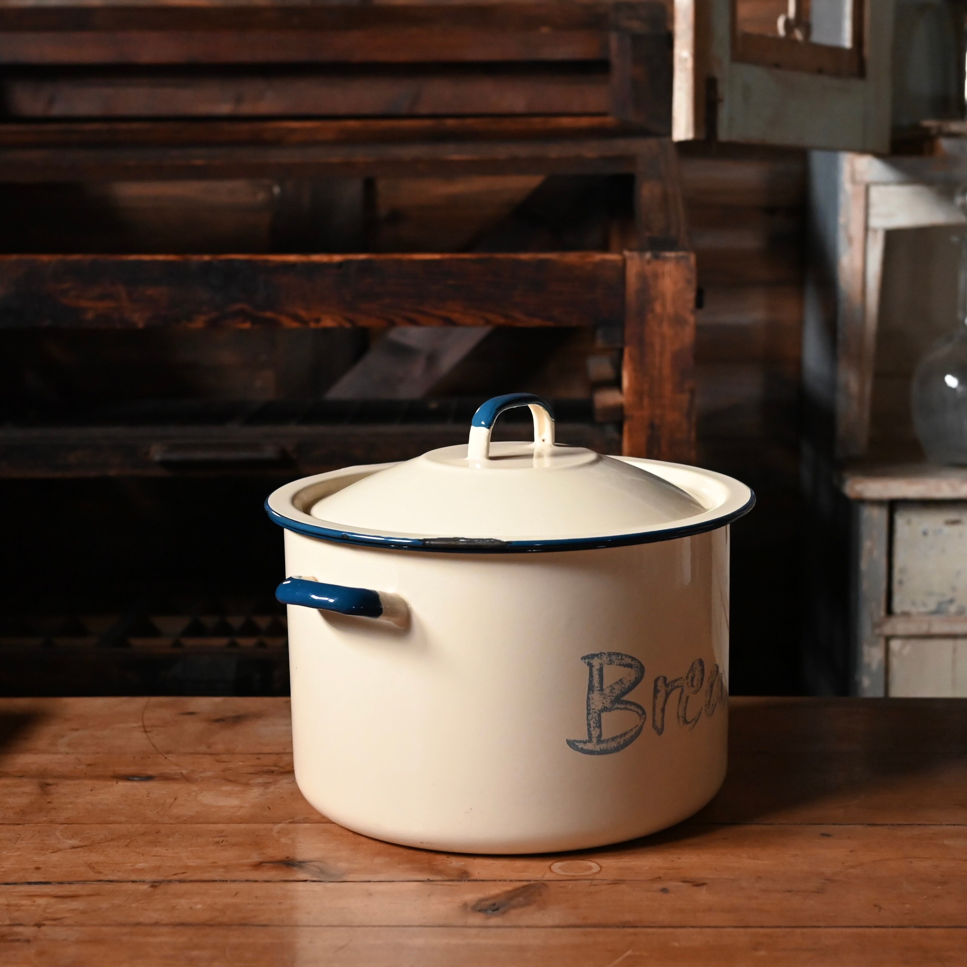 英国アンティーク琺瑯製ブレッド缶/ホーローキャニスター/米びつ(85-104) 英国アンティーク琺瑯製ブレッド缶/ホーローキャニスター/米びつ(85