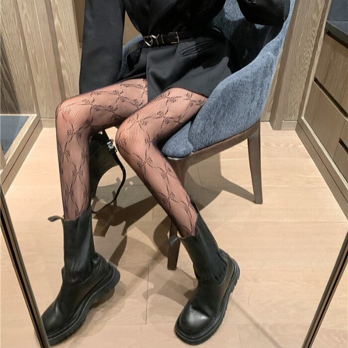 ブラックストッキング スプリングオータムレッドネットソックス 薄手 春物 秋物 タイツ シルク YY-ファッション49482229429