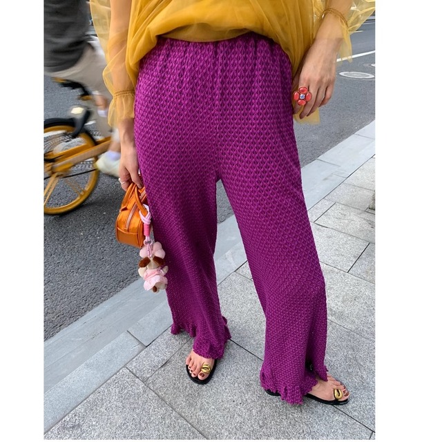 purple knit pants 〈p101764〉
