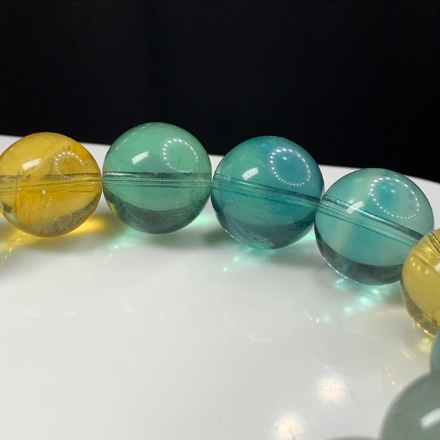 b210 グリーン×イエローフローライトブレスレット