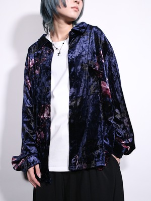 beautiful flower pattern clash velours shirt