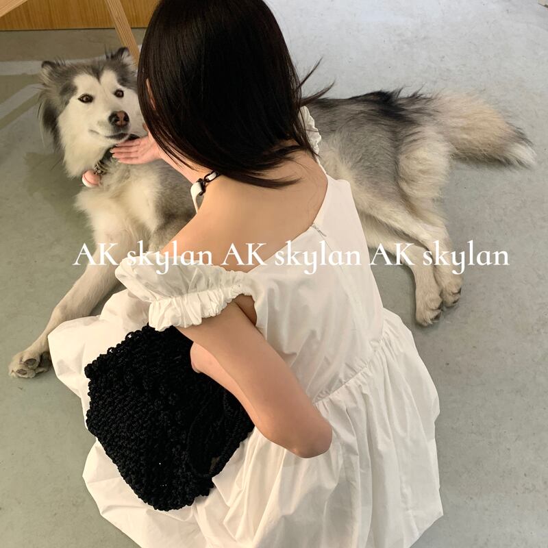 スタイルドレス サマーハイウェストバックジッパースリーブスカート 夏物 ビッグFスモールZ韓国86063015803