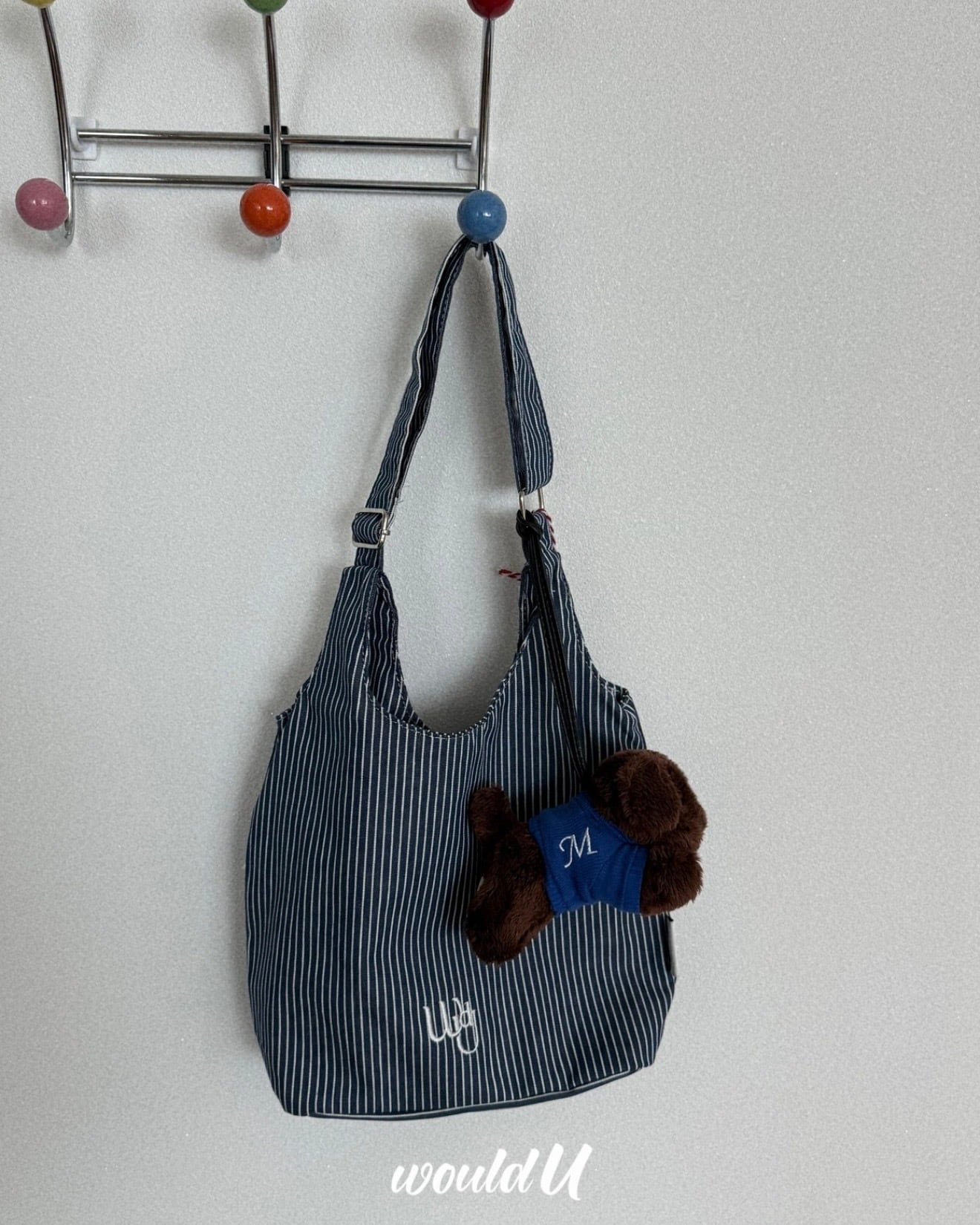 即納・送料無料【WouldU】small tidy bag / stripe Blue / ウッドユー
