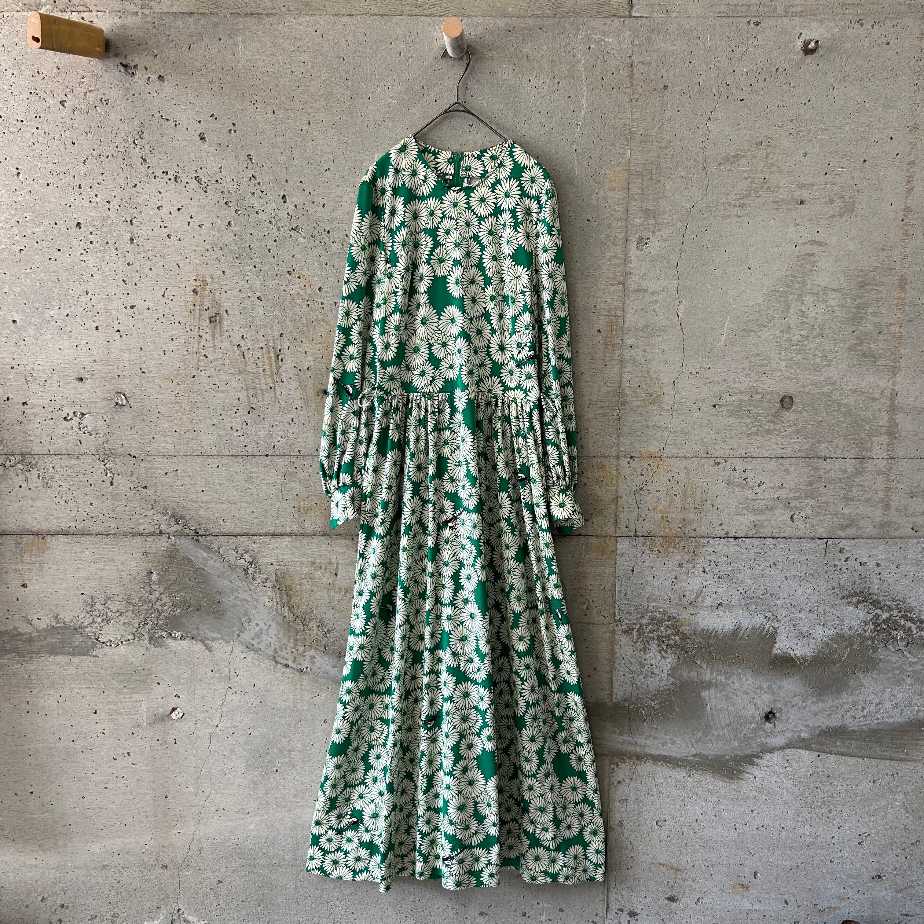 Green floral print dress