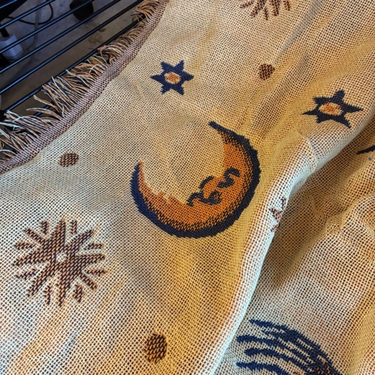 TOPANGA Homefurnishing Solar System Throwket 130×180cm　ソーラーシステムスローケット　ベージュ　ボヘミアン　ソファカバー　ベッドカバー　ブランケット　カーテン