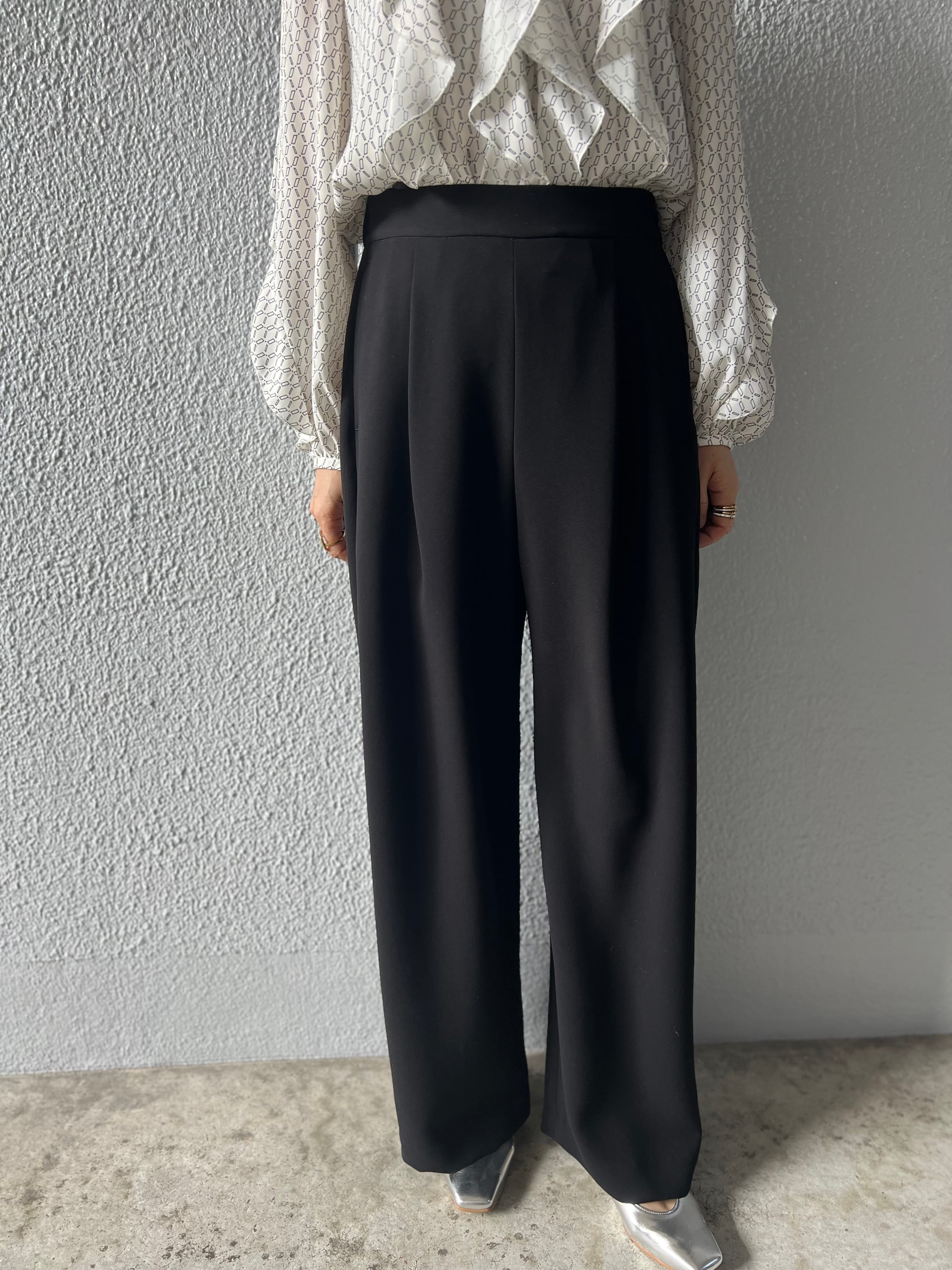 【PASSIONE】タック入りジョーゼットワイドパンツ 536610