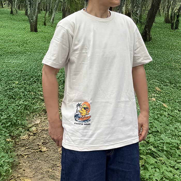 "PACIFIC MOOD"サンセットサーフミニマルTシャツ