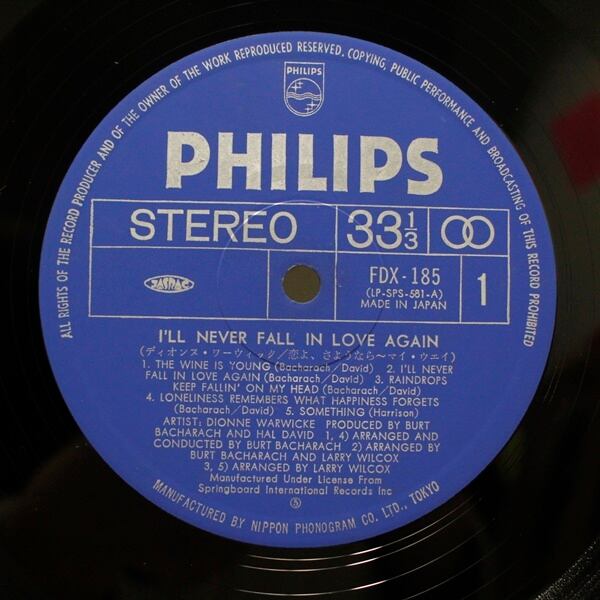 Dionne Warwick / I'll Never Fall In Love Again [FDX-185] - 画像3