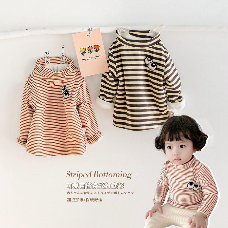 ウィンターストライプベルベットシャツ 大人ガーリー スウィート キュート カジュアル 冬物 超面白いベビーショップ55617247911