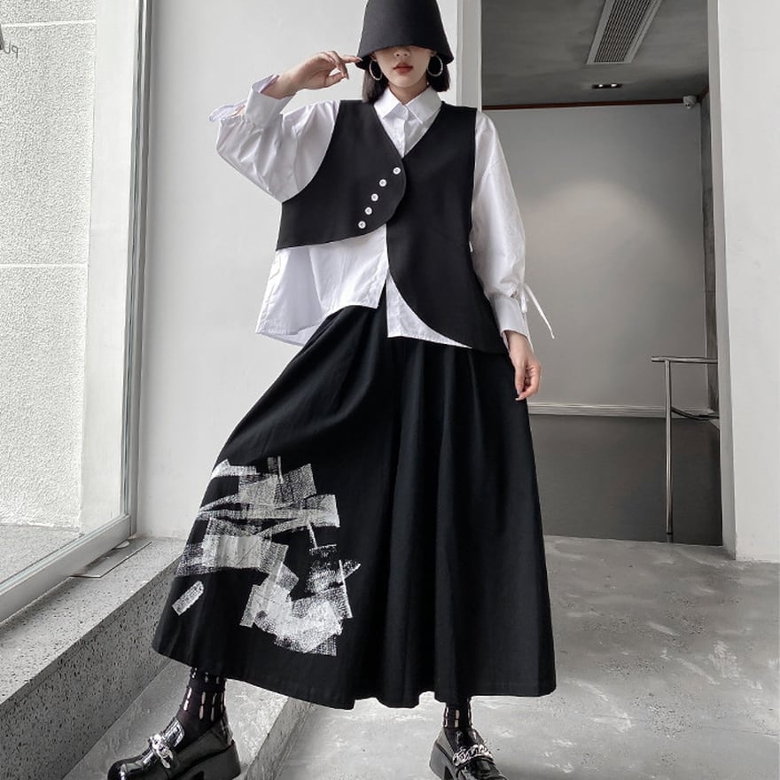 ゴスロリ通販 With U ベスト 大人 モード服 アシンメトリー 異形