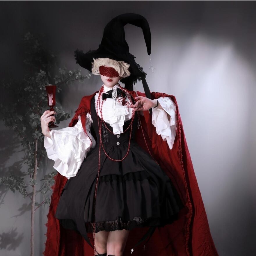 ゴスロリ ハロウィン 魔女 三角帽 イベント パーティ衣装 舞台衣装 コンカフェ コスプレ