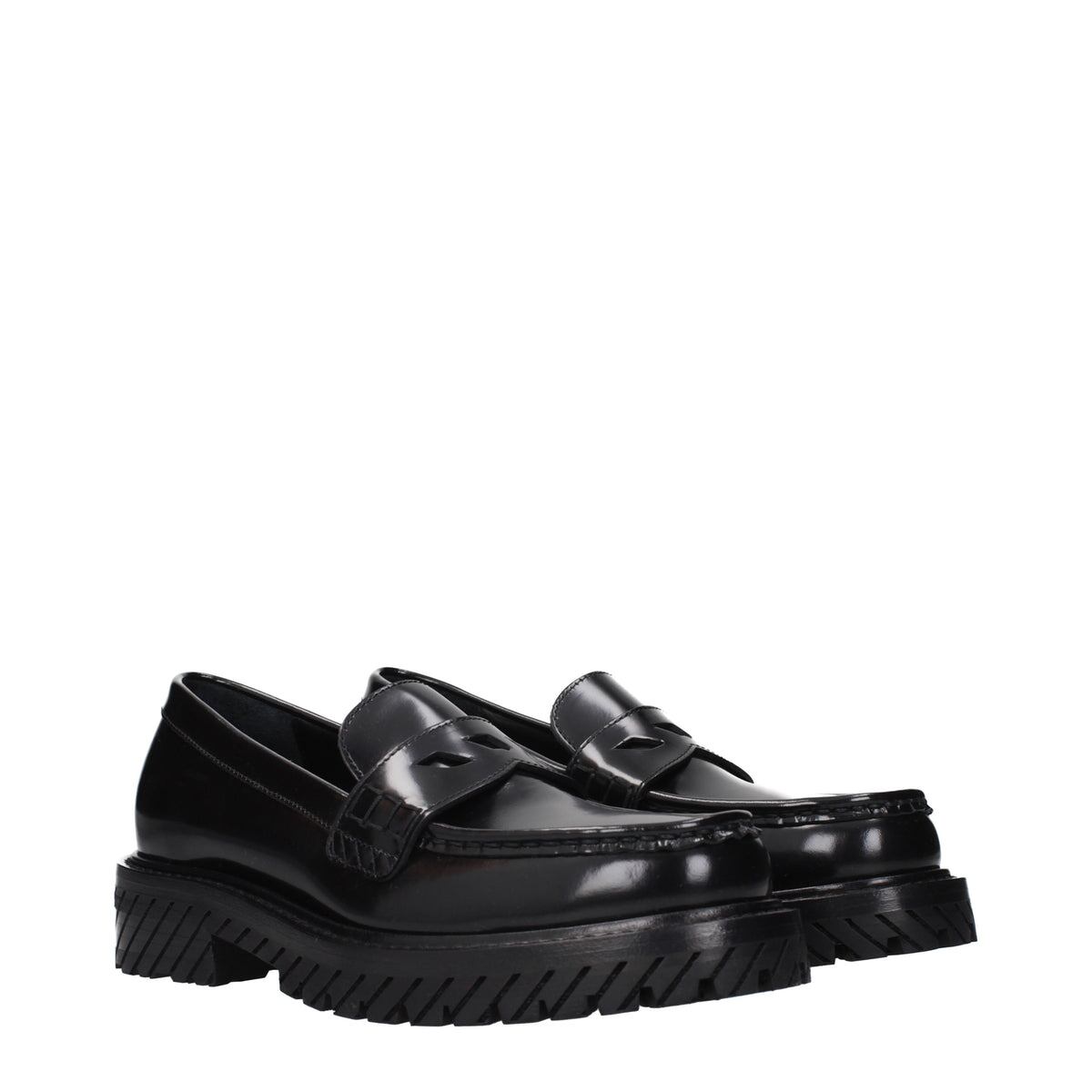 OFF-WHITE オフホワイト レディース ローファー レザー ブラック