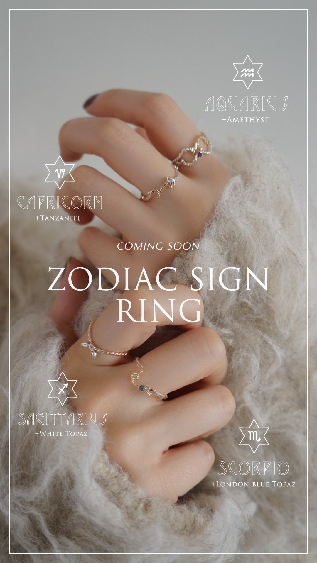 Sagittarius 射手座 / White Topaz＞zodiac sign ring | MR-136 | KINARIYA