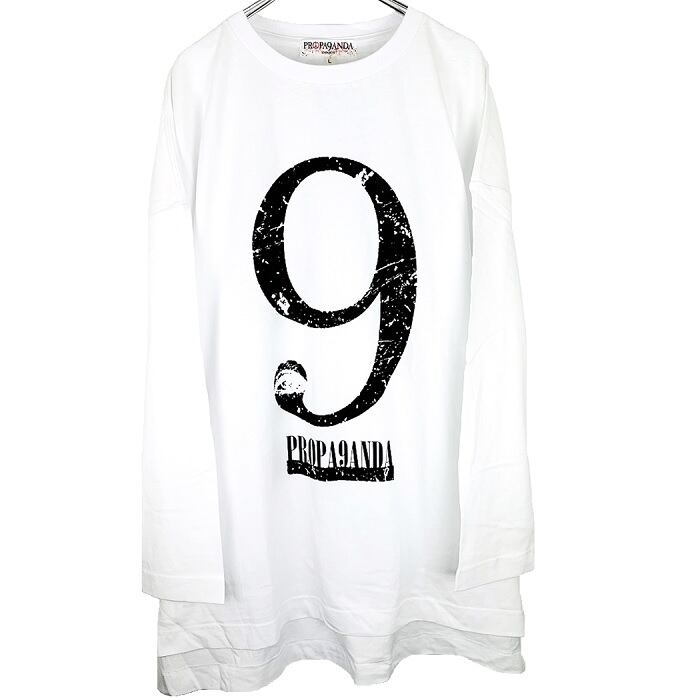 Propa9anda プロパガンダ Aiming 9 L S Tee Bigロンｔ ビッグｔシャツ オーバーサイズ ワンピース ロング丈 長袖 黒白 ブラックホワイト 数字 ナンバー ロゴ スカル ドクロ 大きいサイズ メンズレディース パンクロック Punk Rock バンド ギフト無料 ステージ衣装