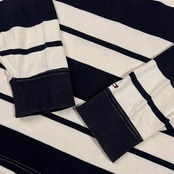 TOMMY HILFIGER トミーヒルフィガー ボーダー 天竺 長袖 ポロシャツ XL/ホワイト×ネイビー メンズ