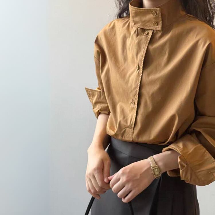 スタンドカラー ドロップショルダーシャツ 1col N00207