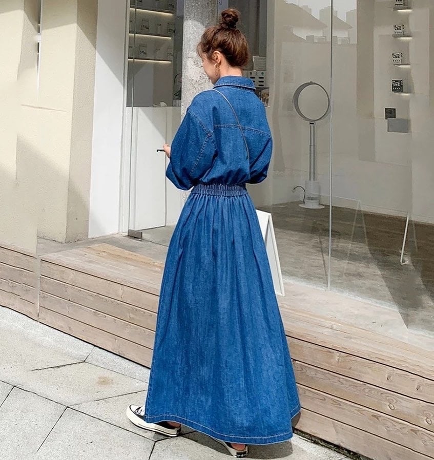 ウエストマークデニムシャツロングワンピース | jbgcompany