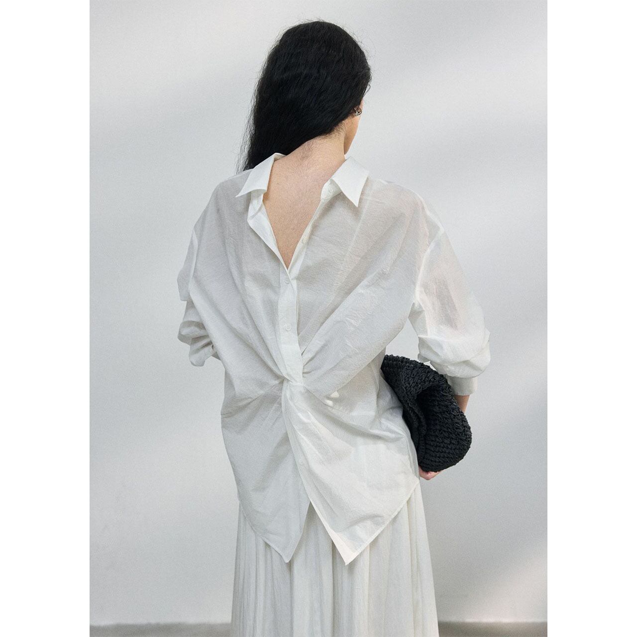 【最終値下】ミューラルDipsacus shirt ホワイト スビンプラチナムスムース テーラードTシャツ ホワイト | ＋CLOTHET ONLINE