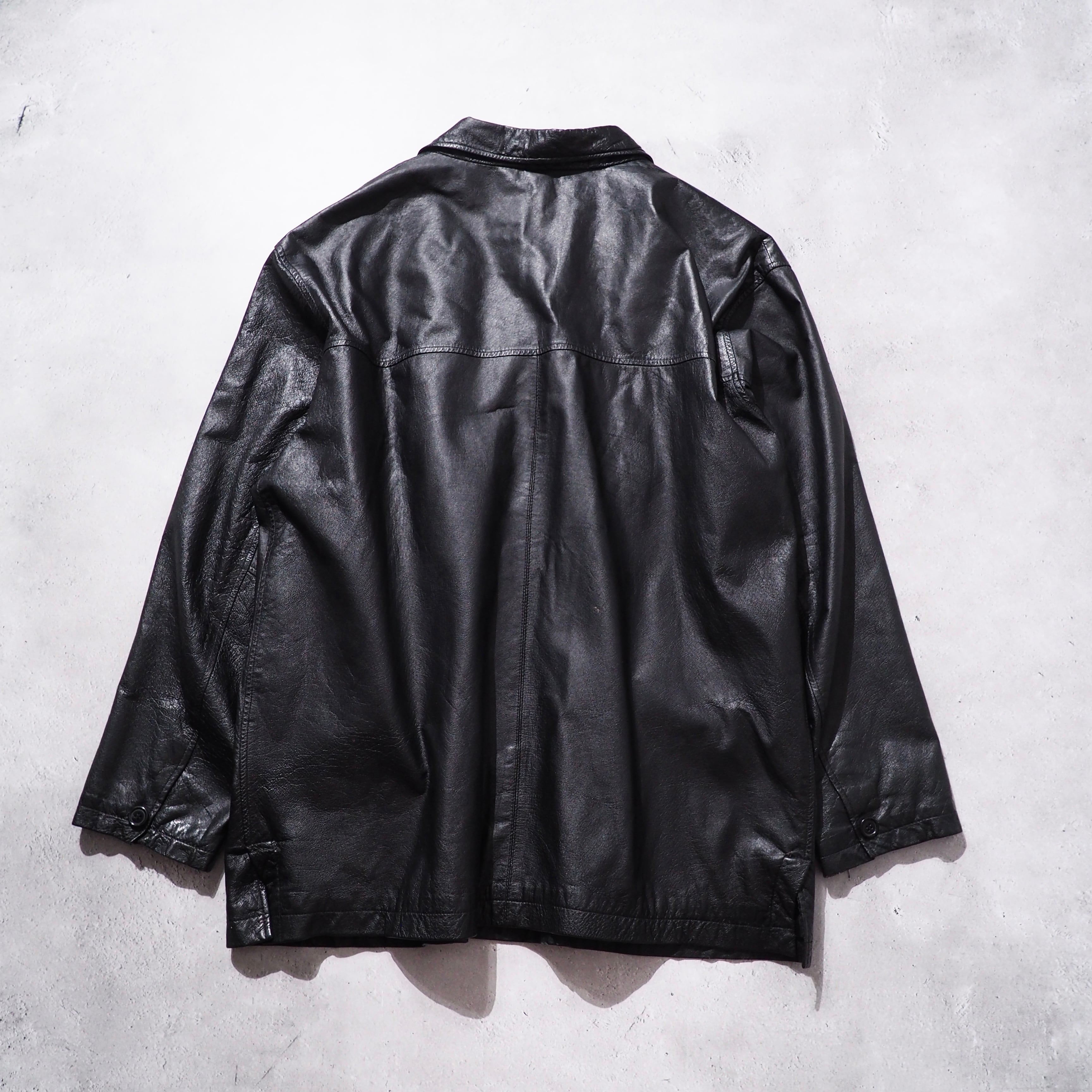 " Unknown " Black Over silhouette vintage leather jacket