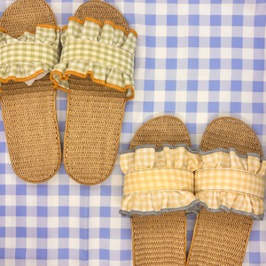 チェックフリル／スリッパM [サイズ: M]