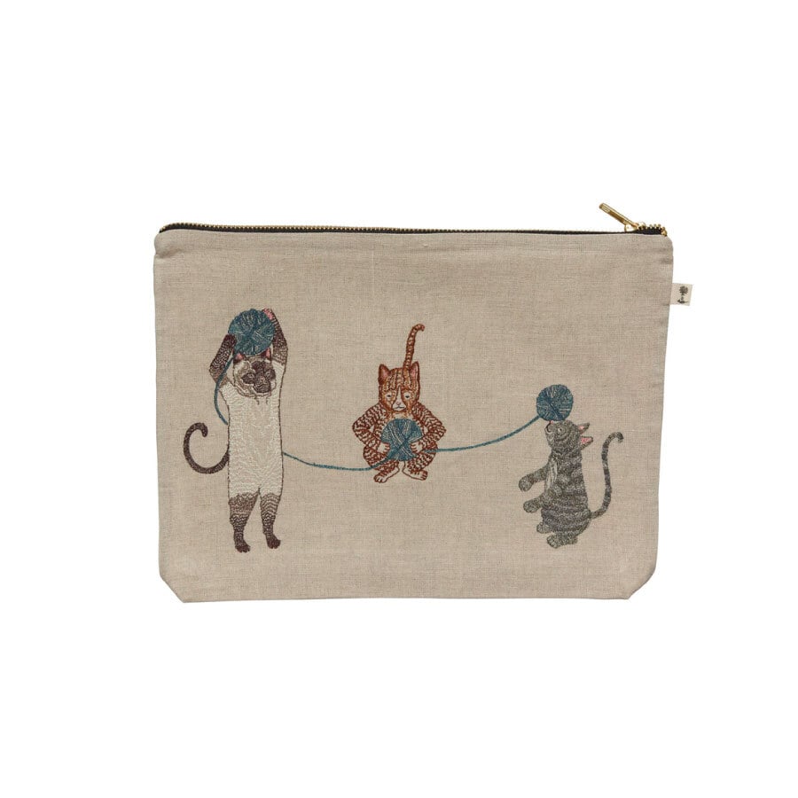 CORAL&TUSK：Playful Cats Pouch 毛糸玉で遊ぶネコたちポーチ(コーラル