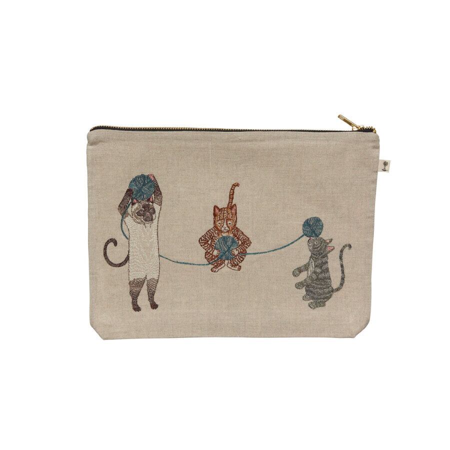 CORAL&TUSK：Playful Cats Pouch 毛糸玉で遊ぶネコたちポーチ(コーラル 