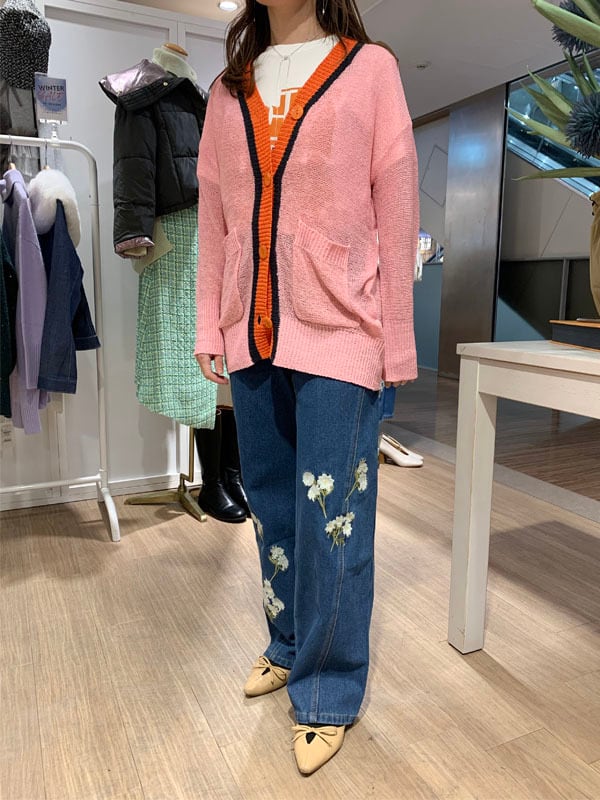 デニムパンツ フラワーペイント インディゴ フラワー刺繍デニムパンツ［Color:インディゴ］［Size:S,Mサイズ］通常