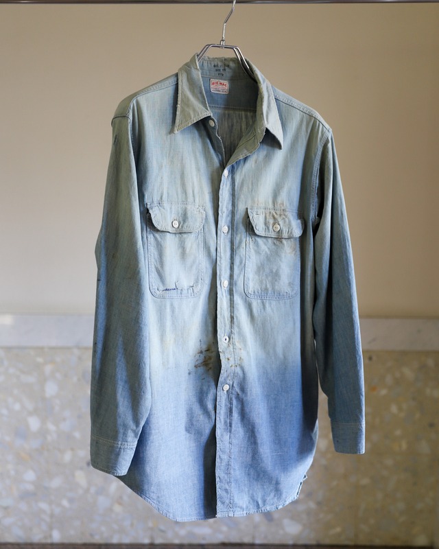 【希少】50s BIG MAC special vintage chambray shirt big size made in USA / 50年代 ヴィンテージ シャンブレーシャツ ビッグサイズ USA製  サイズ16 L程度  逸品 スペシャル