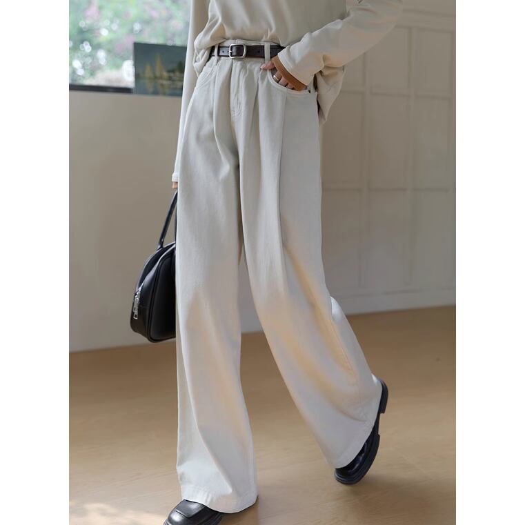 beige loose wash denim