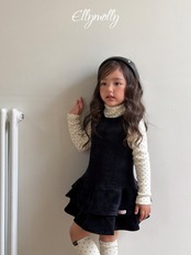 エリーモリー / ELLY MOLLY / ドット起毛ハイネックTシャツ / 韓国子供服 / キッズ / 26winter〖取寄〗*3~11号*