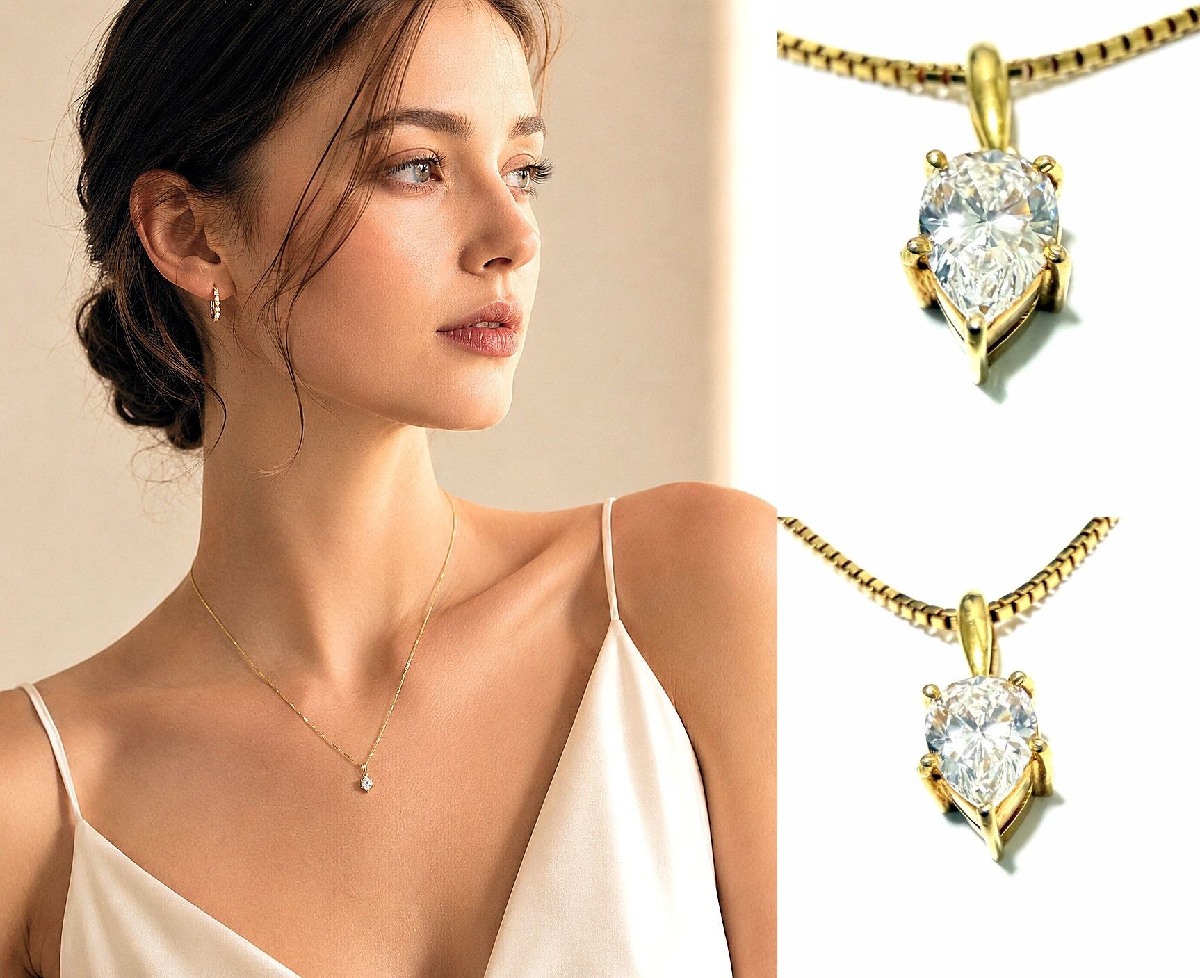 Jewelry KANDA Group　Mon Diad　K18YG　ダイヤ付き MONNICKENDAM モニッケンダム ペアシェイプ ダイヤモンド ネックレス