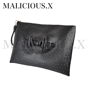 【BLACK】Cat fang clutch bag（Ostrich）