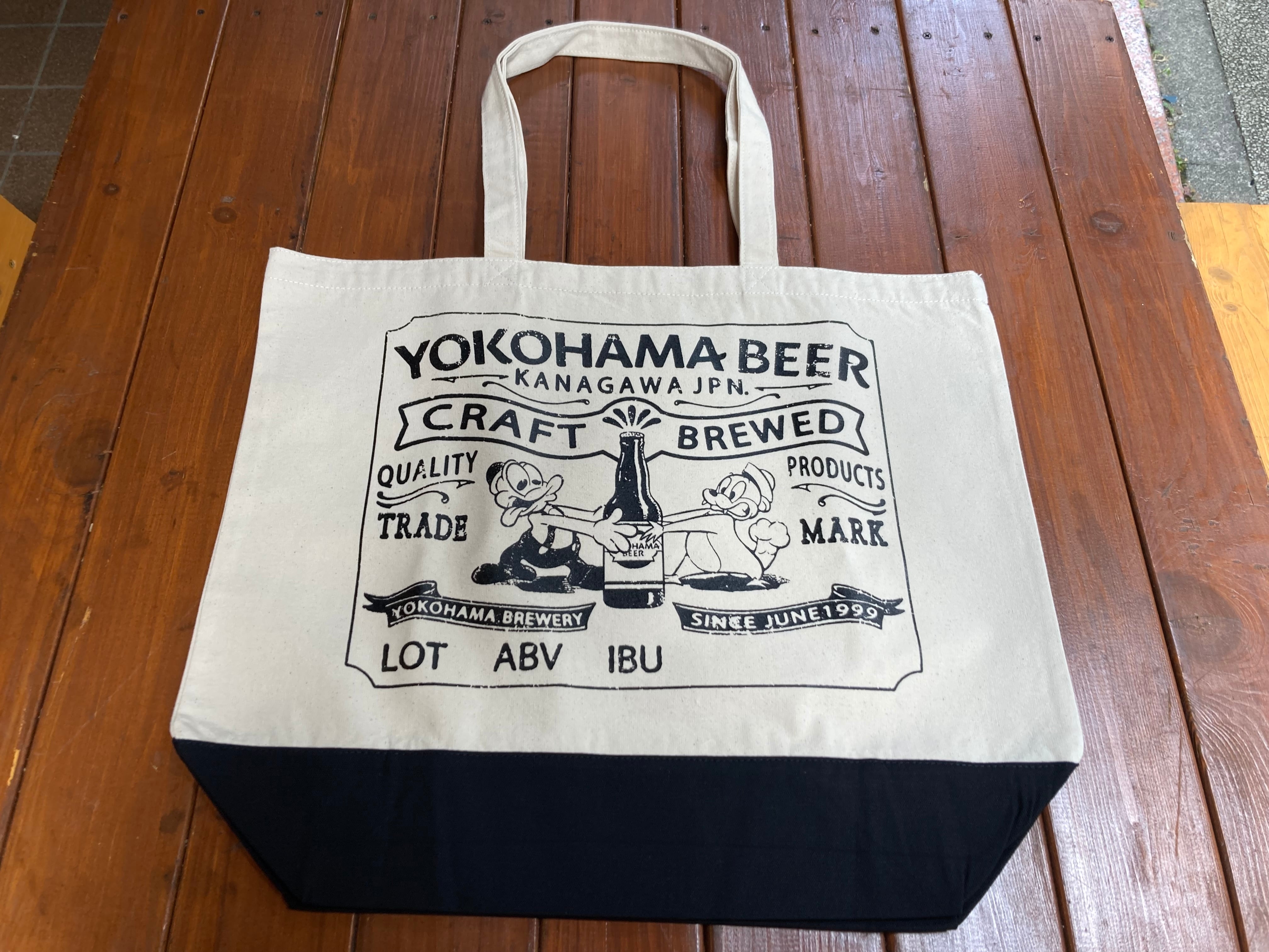 YbeeeラベルトートBAG【ナチュラル ×ブラック】