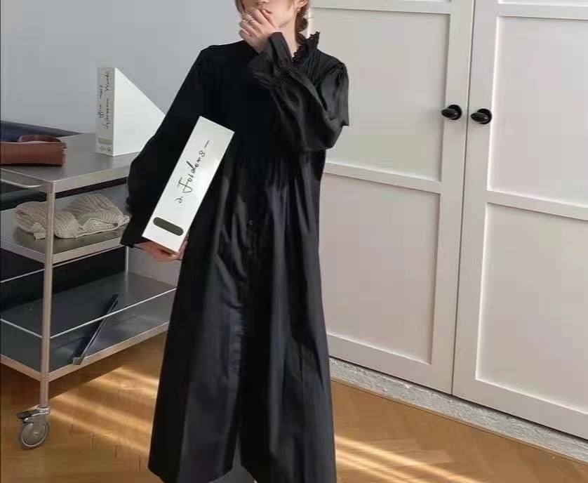 ピンタック　フリルブラウスワンピース　AJ22263-B06