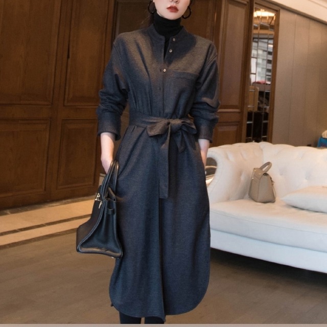 ワンピース レディース 送料無料 ロング丈 ミモレ丈 シャツワンピース 丸首 リボン ウエストマーク  プリーツ Aライン ワイド 切り替え ベルト付き リボン白 ホワイト 黒 無地 ゆったり 楽ちん リラックス 体型カバー 太ももカバー ブラック シンプル ラフ カジュアル シック 大人女子 大人 きれいめ こなれ感 おしゃれ お洒落 ルーズ 春 春服 夏 夏服 秋 秋服 普段使い 重ね着 着回し おでかけ 休日 デイリー 10代 20代 30代 40代 50代 コーディネート 涼し 通気性