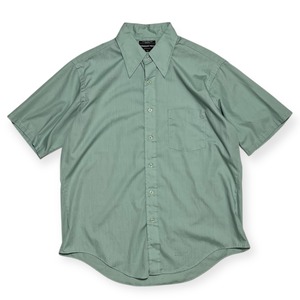 JCPenney PERMANENT PRESS シャツ｜70s～80s ヴィンテージ｜ポリコットン開襟 半袖 無地 グリーン｜実寸L ~ XL