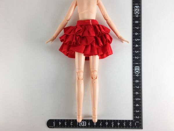 ドール服 1/6 女性用25 ティアードスカート レッド B-70 - 画像2