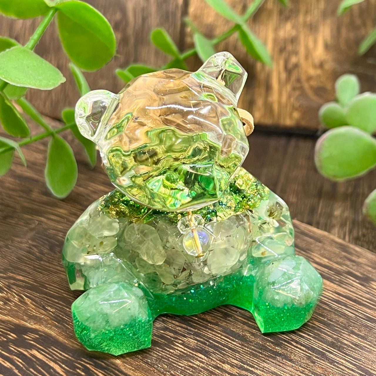 こぐまのオルゴナイト プレナイト&アベンチュリン 首飾り付き