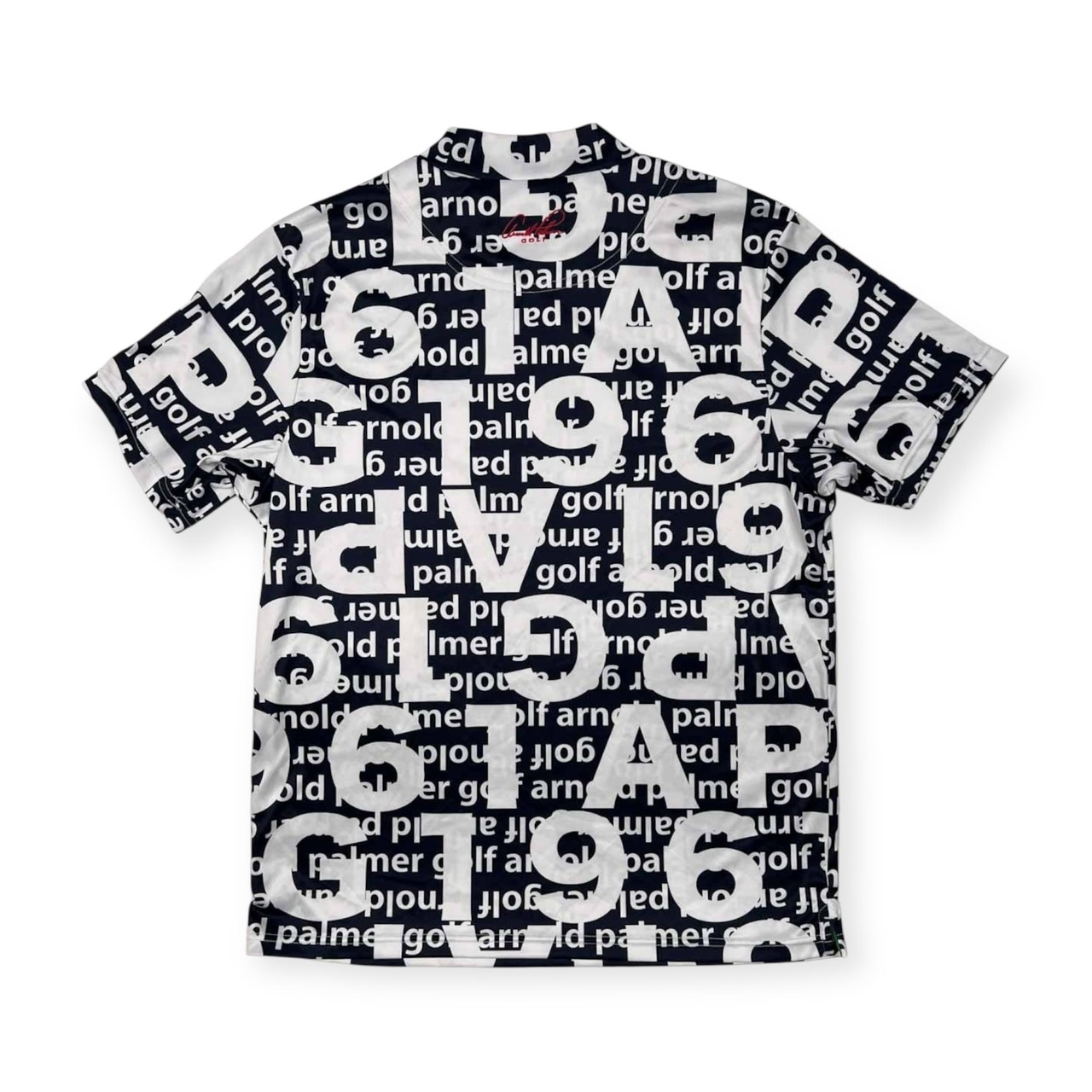 arnold palmer GOLF アーノルドパーマー ゴルフ 総柄 ハイネック ドライ 半袖Tシャツ カットソー サイズ L /ネイビー×ホワイト/メンズ