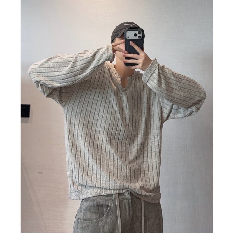 dannyandzeeピケニットVネック長袖Tシャツインナー