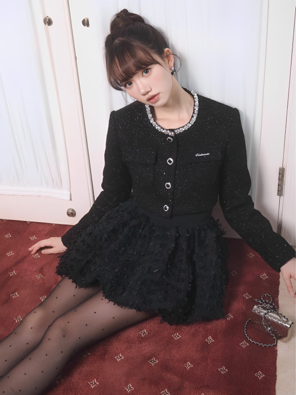 クラシック｜ブラックフリースツイードジャケット＋ワンピース