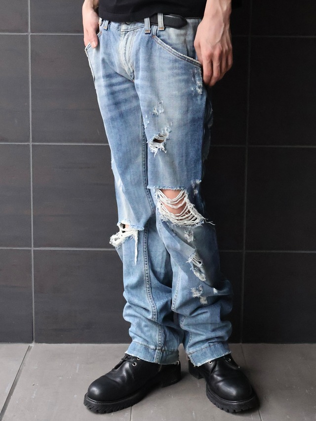 【dolce&gabbana】damaged slim denim pants