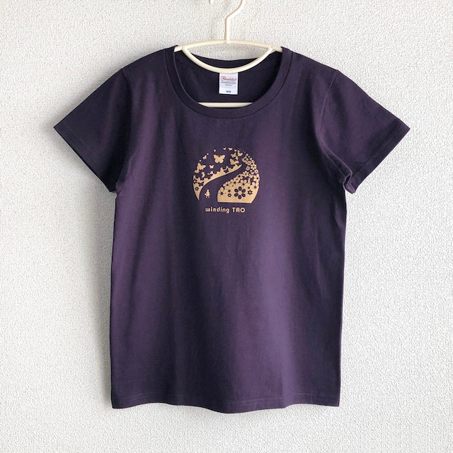 花の道Tシャツ【ディープパープル／レディースMサイズ】☆現品限り