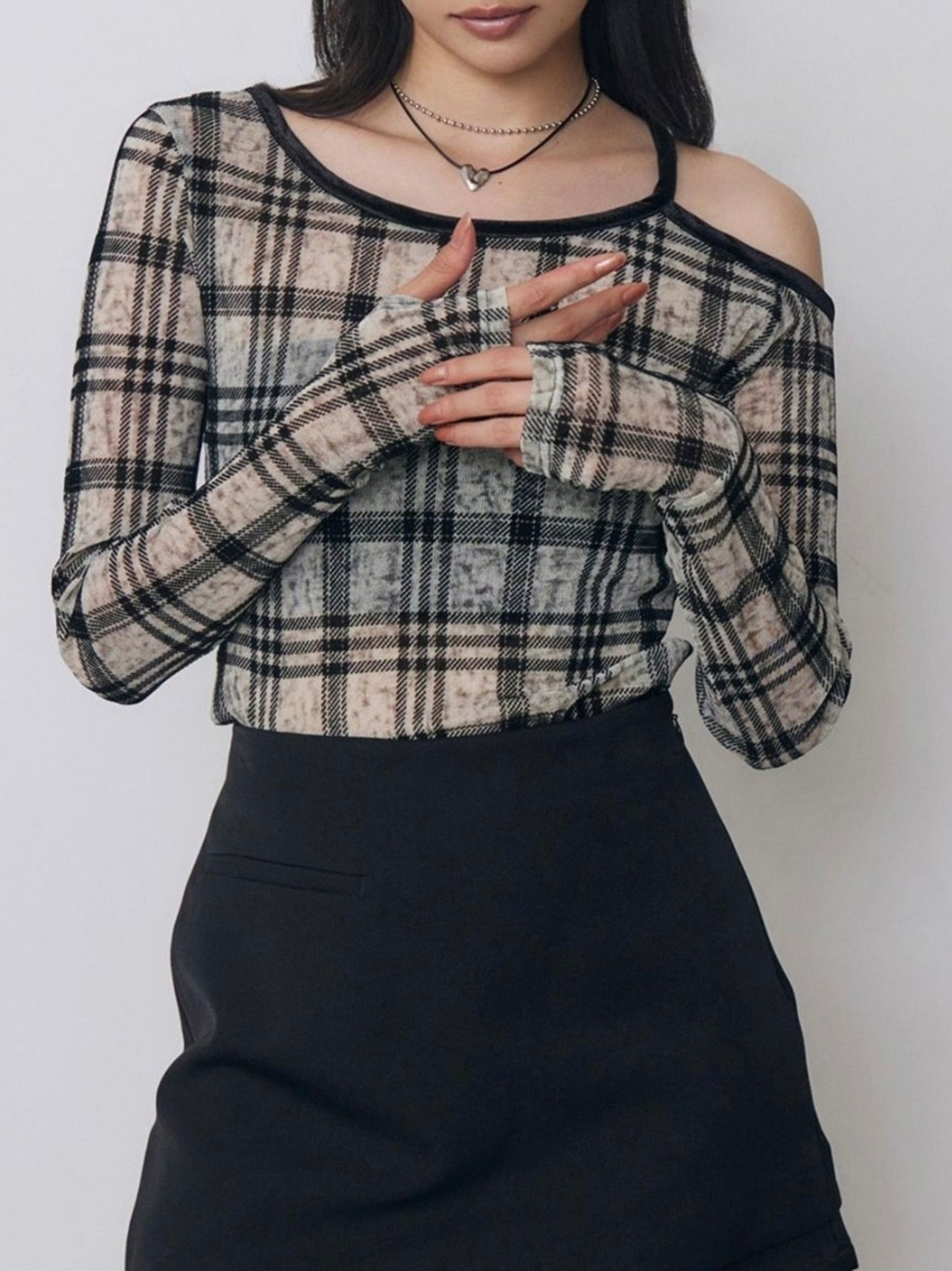 Check Sheer Top / IVORY - 2
