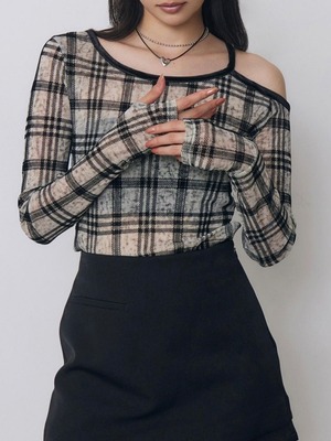 Check Sheer Top / IVORY