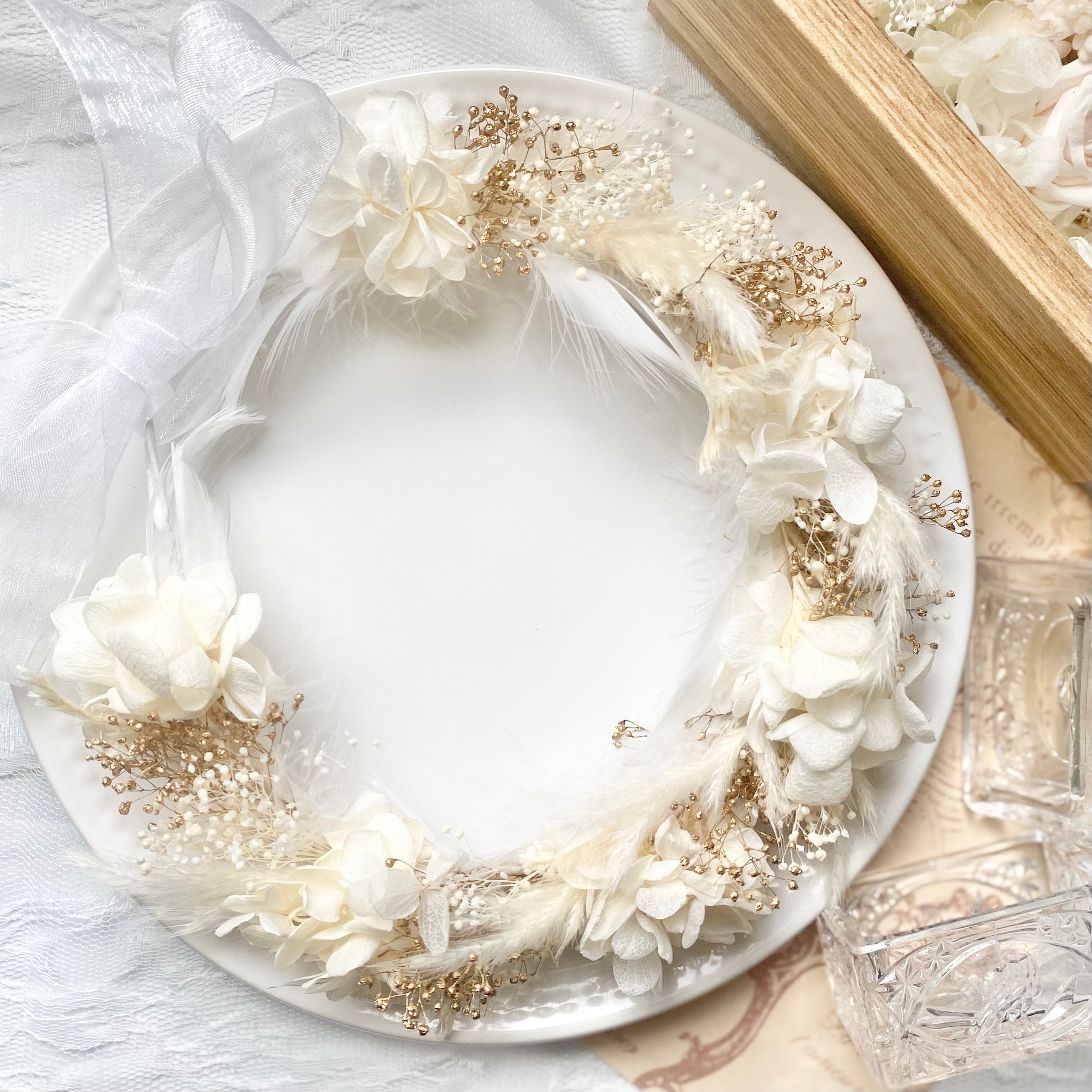 004 羽付き4種のwhite Gold ベビー 花冠 キッズ 花かんむり ベビー花冠専門店 Depqua 21