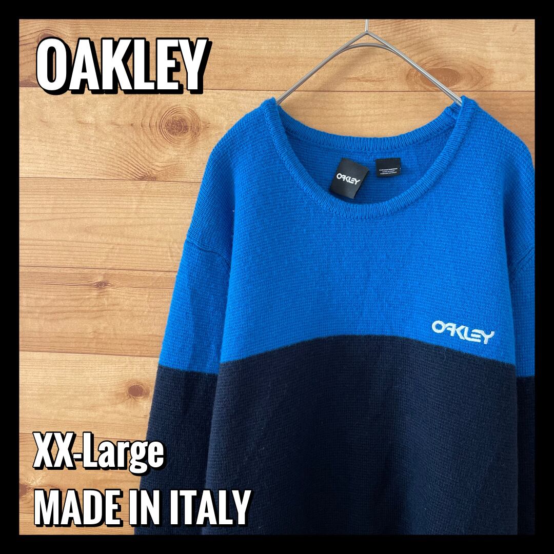 OAKLEY】イタリア製 ニット セーター 切替 刺繍ロゴ XXL オークリー EU